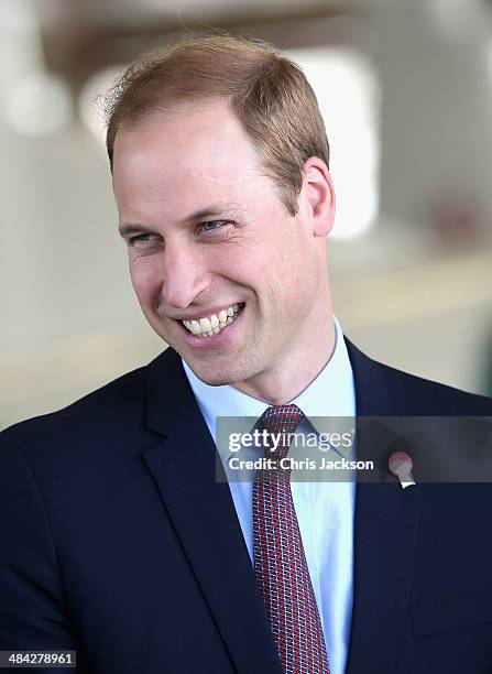 Prince William, Duke of Cambridge visits Pacific Aerospace on April 12, 2014 in Hamilton, New Zealand. The Duke and Duchess of Cambridge are on a...