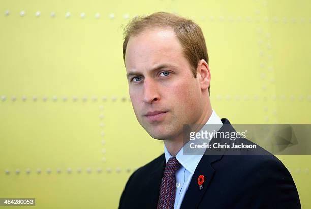 Prince William, Duke of Cambridge visits Pacific Aerospace on April 12, 2014 in Hamilton, New Zealand. The Duke and Duchess of Cambridge are on a...