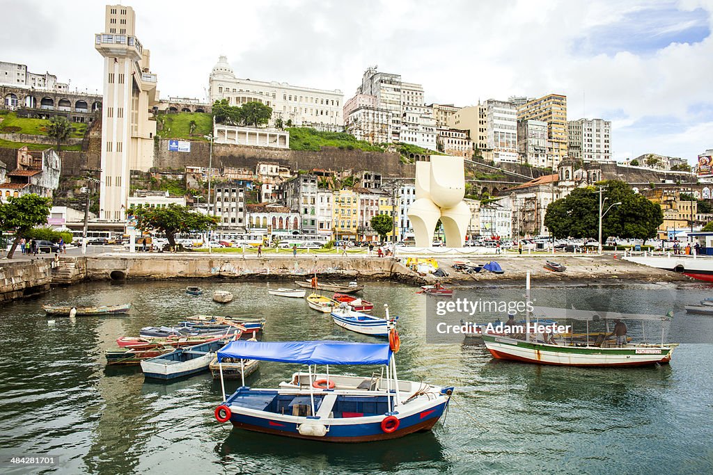 The downtown harbor in Salvador Brazil.