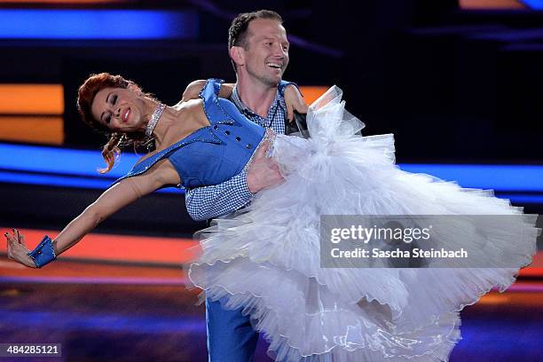 Alexander Leipold and Oana Nechiti attend the 3rd Show of 'Let's Dance' on RTL at Coloneum on April 11, 2014 in Cologne, Germany.