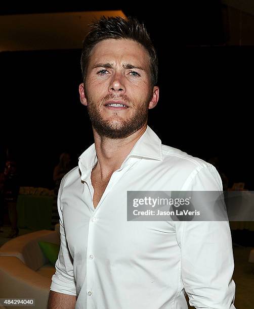 Actor Scott Eastwood poses in the green room at the 2015 Teen Choice Awards at Galen Center on August 16, 2015 in Los Angeles, California.