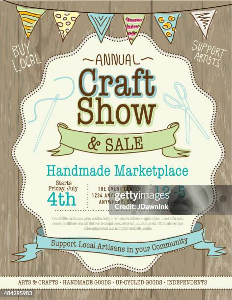 craft show und sale-poster design-vorlage - ausstellung stock-grafiken, -clipart, -cartoons und -symbole