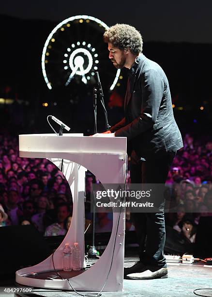 Musician Danger Mouse of Broken Bells performs onstage during day 1 of the 2014 Coachella Valley Music & Arts Festival at the Empire Polo Club on...