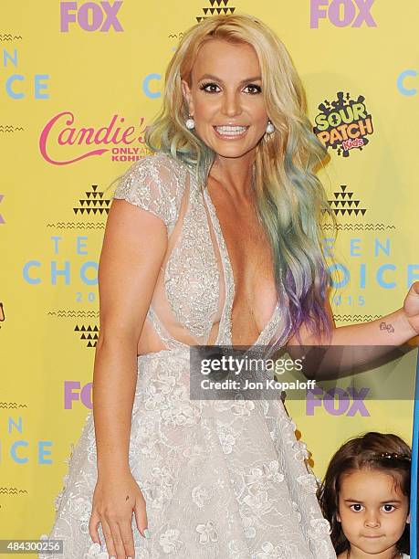 Singer Britney Spears poses in the press room at the Teen Choice Awards 2015 at Galen Center on August 16, 2015 in Los Angeles, California.