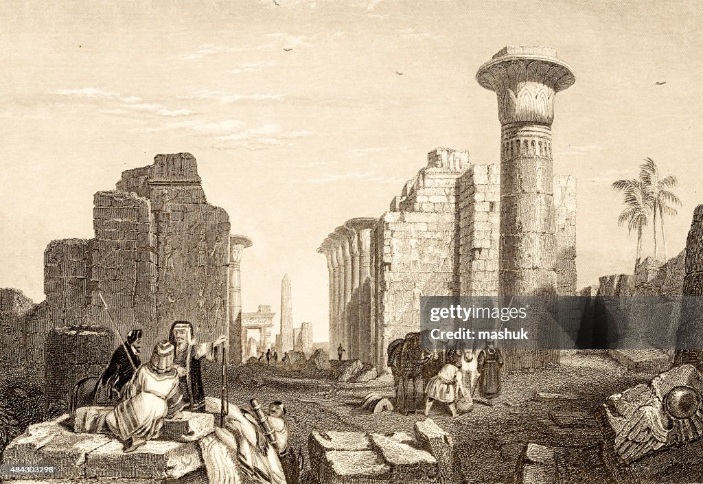 No Ammon, Thebes, 19 century illustration of bibleic places