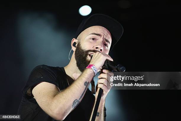 Woodkid performs onstage during day 1 of the 2014 Coachella Valley Music & Arts Festival at the Empire Polo Club on April 11, 2014 in Indio,...