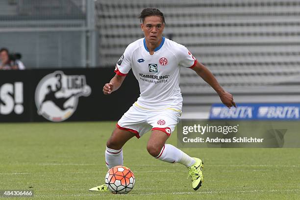 Devante Parker of Mainz during the Third league match between SV Wehen Wiesbaden and 1. FSV Mainz 05 II at BRITA-Arena on August 15, 2015 in...