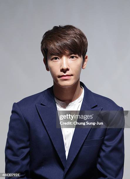 Donghae of Super Jonior attends the Q&A session for media at the SMTOWN Coexartium on August 17, 2015 in Seoul, South Korea. S.M. Entertainment is...