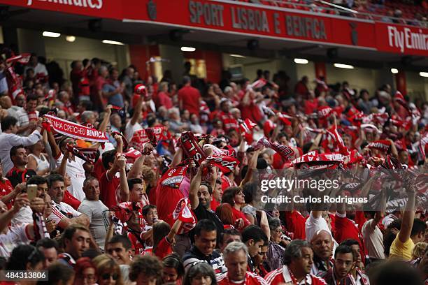 Benfica Supporters during the match between SL Benfica and Estoril Praia at Estadio da Luz on August 16, 2015 in Lisbon, Portugal.