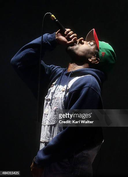 Andre 3000 of Outkast performs onstage during day 1 of the 2014 Coachella Valley Music & Arts Festival at the Empire Polo Club on April 11, 2014 in...
