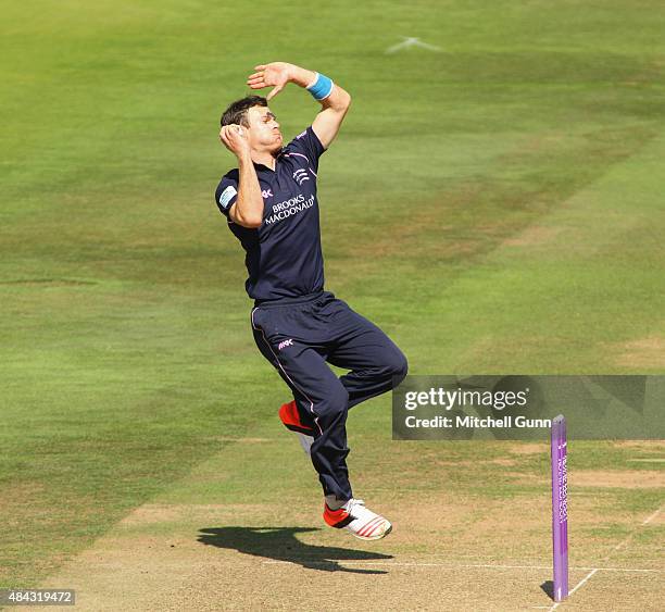 James Harris of Middlesex bowling during the Royal London One Day Cup match between Middlesex and Glamorgan at Lords Cricket Ground, on August 17,...