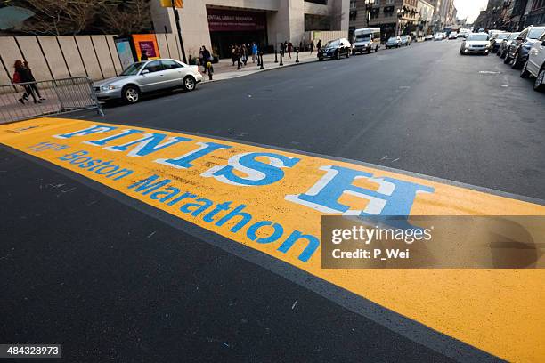 118th boston marathon finish line - boston marathon bombing finish line stock pictures, royalty-free photos & images