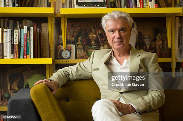 David Byrne poses in the "David Byrne Reading Lounge" at the Meltdown Festival launch at Southbank Centre on August 17, 2015 in London, England.