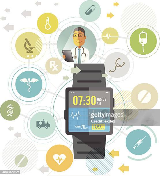für gesundheitswesen smash-television show - smart watch stock-grafiken, -clipart, -cartoons und -symbole