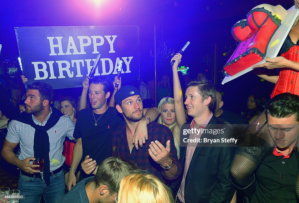 Alex Pettyfer Celebrates His Birthday At Beacher's Madhouse Las Vegas