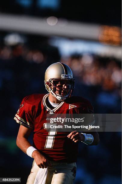 Tim Hasselbeck of the Boston College Eagles looks on against the Virginia Tech Hokies on September 30, 2000.