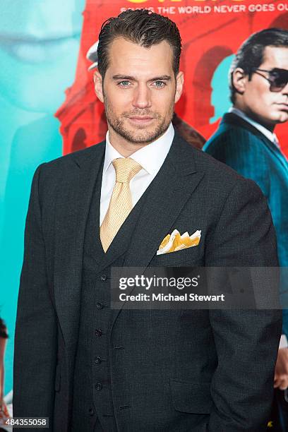 Actor Henry Cavill attends "The Man From U.N.C.L.E." New York premiere at Ziegfeld Theater on August 10, 2015 in New York City.
