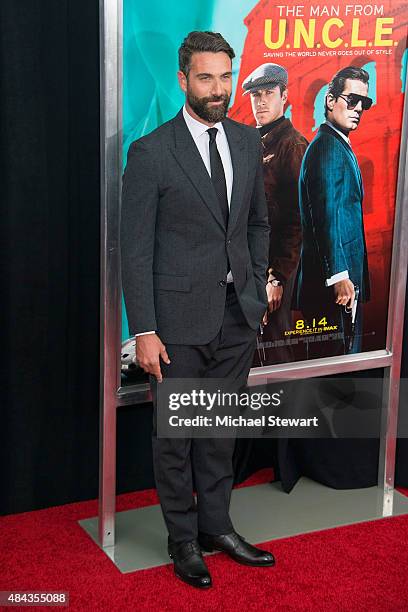 Actor Luca Calvani attends "The Man From U.N.C.L.E." New York premiere at Ziegfeld Theater on August 10, 2015 in New York City.