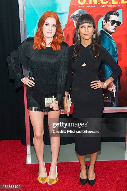 Musicians Caroline Hjelt and Aino Jawo of Icona Pop attend "The Man From U.N.C.L.E." New York premiere at Ziegfeld Theater on August 10, 2015 in New...