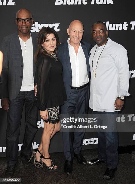 Actors Michael Dorn, Marina Sirtis, Patrick Stewart and LeVar Burton arrive for the Premiere Of STARZ "Blunt Talk" held at DGA Theater on August 10,...