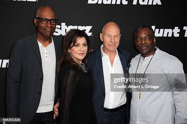 Actors Michael Dorn, Marina Sirtis, Patrick Stewart and LeVar Burton arrive for the Premiere Of STARZ "Blunt Talk" held at DGA Theater on August 10,...