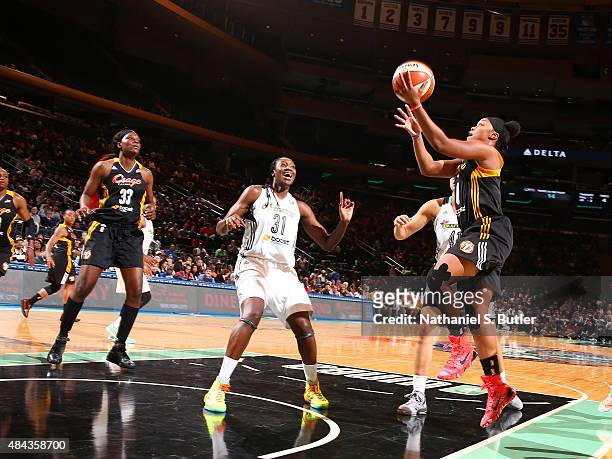 Odyssey Sims of the Tulsa Shock goes for the layup against the New York Liberty on August 15, 2015 at Madison Square Garden, New York City , New...