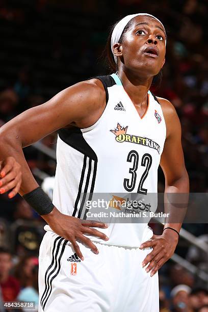 Swin Cash of the New York Liberty stands on the court during a game against the Tulsa Shock on August 15, 2015 at Madison Square Garden, New York...