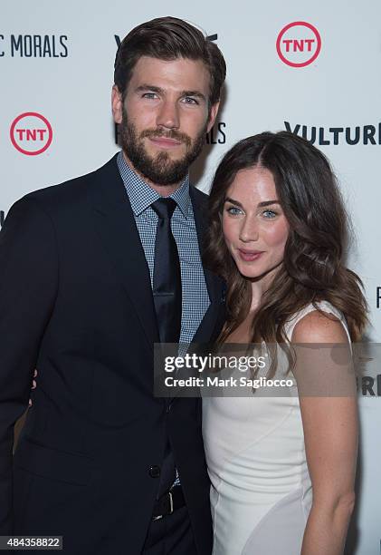 Actors Austin Stowell and Lyndon Smith attend the "Public Morals" New York Screening at the Tribeca Grand Screening Room on August 12, 2015 in New...