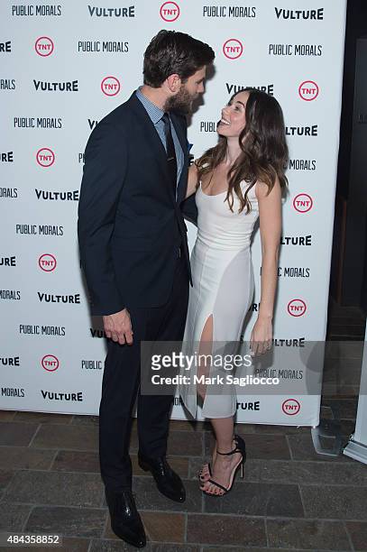 Actors Austin Stowell and Lyndon Smith attend the "Public Morals" New York Screening at the Tribeca Grand Screening Room on August 12, 2015 in New...