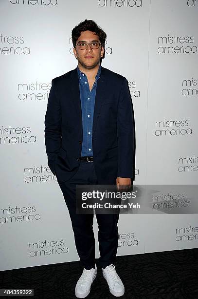 Matthew Shear attends "Mistress America" New York premiere at Landmark Sunshine Cinema on August 12, 2015 in New York City.