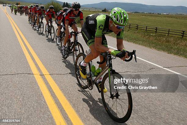 Edward King of United States riding for Cannondale-Garmin drives the peloton during Stage One of the 2015 USA Pro Cycling Challenge on August 17,...