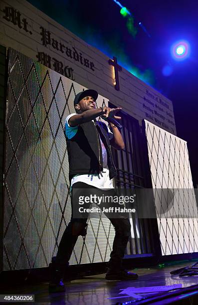 Rapper Big Sean performs at PNC Music Pavilion on August 12, 2015 in Charlotte, North Carolina.