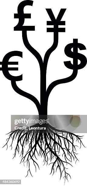 stockillustraties, clipart, cartoons en iconen met money tree - yen sign