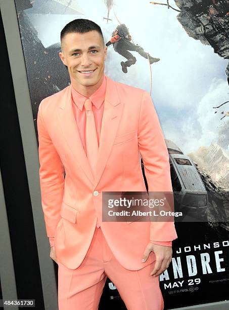 Actor Colton Haynes arrives for the Premiere Of Warner Bros. Pictures' "San Andreas" held at TCL Chinese Theatre on May 26, 2015 in Hollywood,...