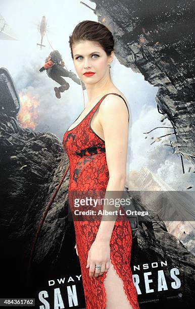 Actress Alexandra Daddario arrives for the Premiere Of Warner Bros. Pictures' "San Andreas" held at TCL Chinese Theatre on May 26, 2015 in Hollywood,...