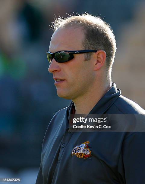 Head coach Tim Soudan of the Rochester Rattlers prior to the 2015 Major League Lacrosse Championship Game against the New York Lizards at Fifth Third...