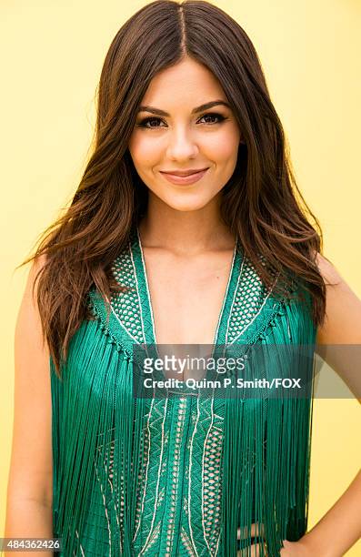 Actress Victoria Justice poses for a portrait during the 2015 Teen Choice Awards FOX Portrait Studio at Galen Center on August 16, 2015 in Los...