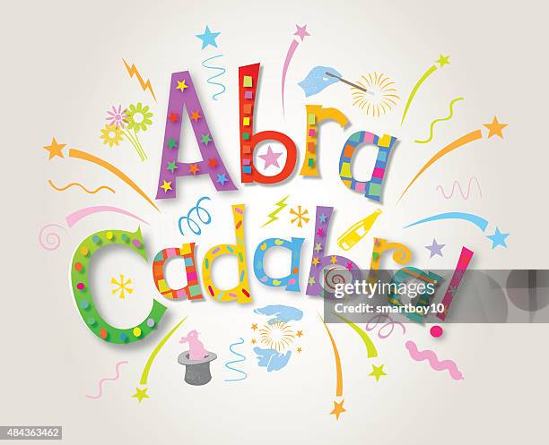 abracadabra-magic begrüßung - zaubertrick stock-grafiken, -clipart, -cartoons und -symbole