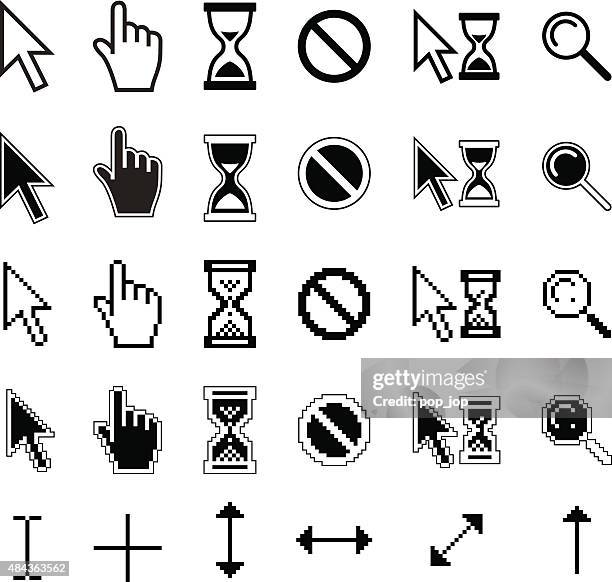 stockillustraties, clipart, cartoons en iconen met mouse cursor icons - pixel and vector - vizier