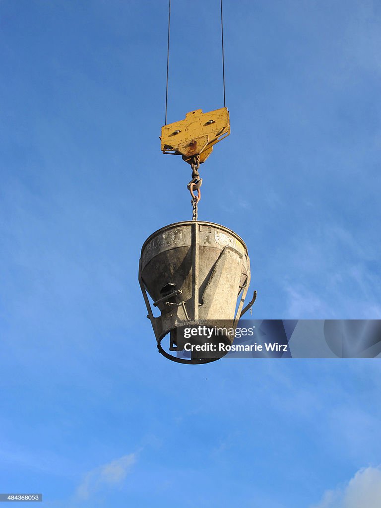 Bucket suspended in mid-air