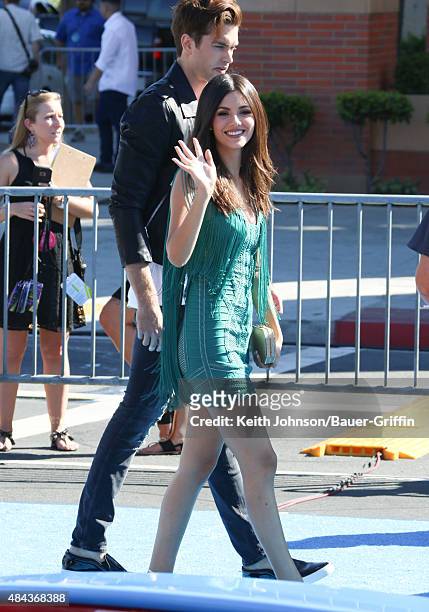 Victoria Justice and Pierson Fodv© are seen on August 16, 2015 in Los Angeles, California.