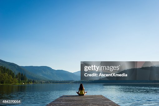 Easy Pose Tranquil Lakeside meditation at sunrise Easy Pose Tranquil Lakeside meditation at sunrise