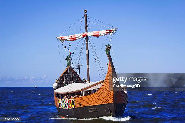 viking tourist boat in baltic cruise - viking ship sail stock pictures, royalty-free photos & images