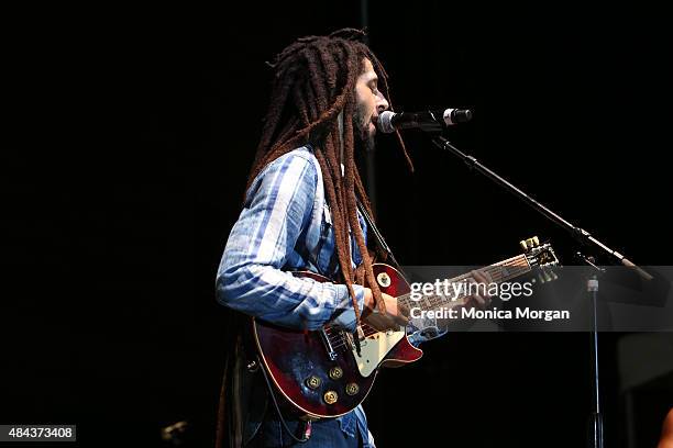 Julian Marley performs at the 2015 African World Festival at Charles H. Wright Museum of African American History on August 16, 2015 in Detroit,...