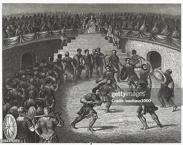 ancient rome - amphitheater stock illustrations