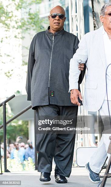 Musician Stevie Wonder performs during Wonder Moments - Songs In The Key Of Life Performance Tour at Dilworth Park on August 17, 2015 in...