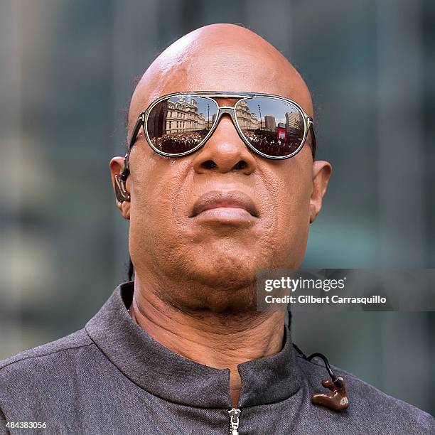 Musician Stevie Wonder performs during Wonder Moments - Songs In The Key Of Life Performance Tour at Dilworth Park on August 17, 2015 in...