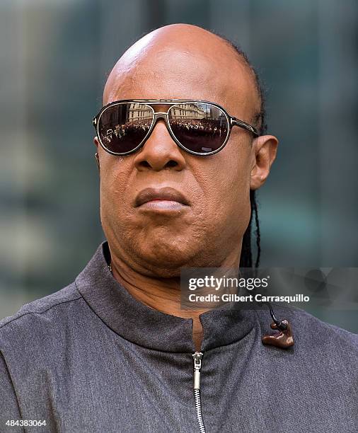 Musician Stevie Wonder performs during Wonder Moments - Songs In The Key Of Life Performance Tour at Dilworth Park on August 17, 2015 in...