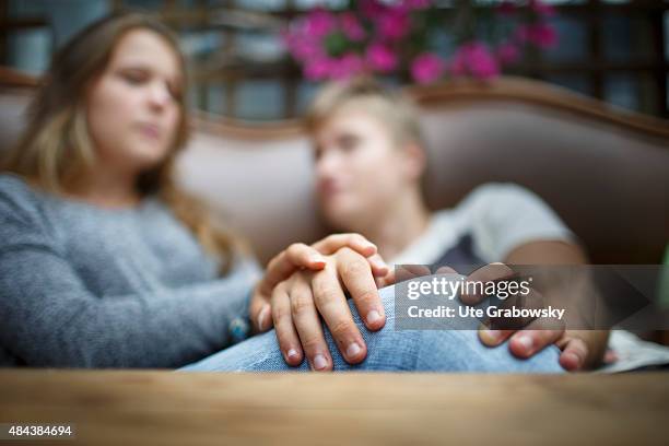 Germany A young couple, seventeen and nineteen years old look at each other lovingly on August 10, 2015 in Bonn, Germany.
