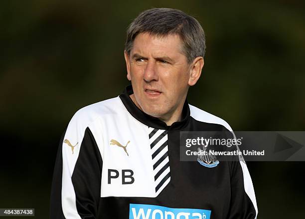 Newcastle United U21 manager Peter Beardsley before the match between Newcastle United and Blackburn Rovers U21 on August 17, 2015 in Newcastle upon...